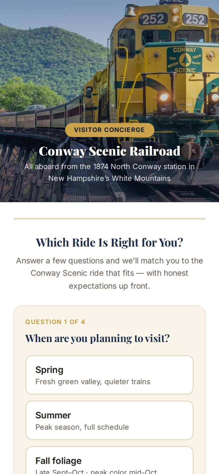 Conway Scenic Railroad sample demo screen