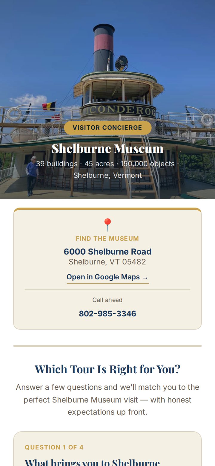 Shelburne Museum sample demo screen